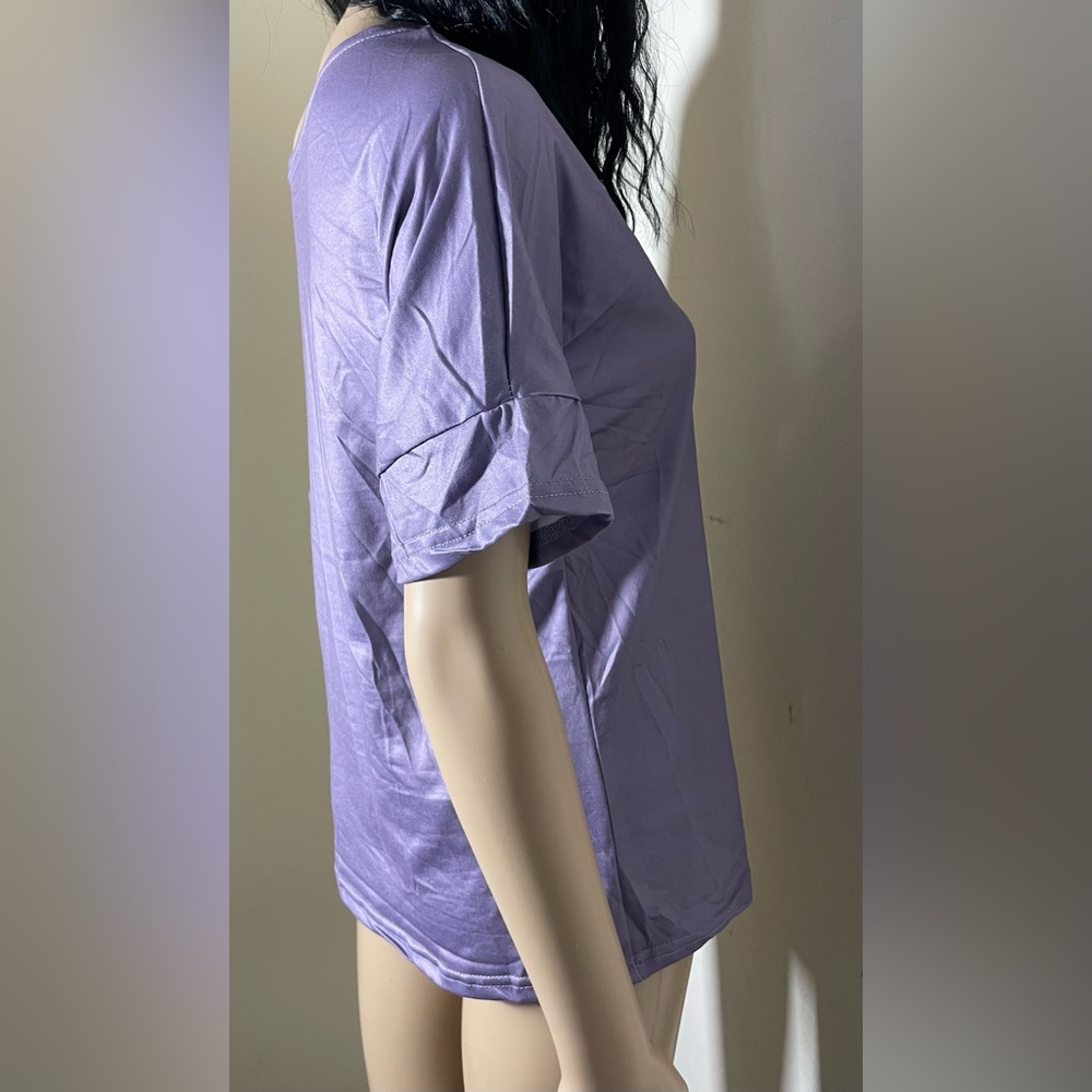Sz M women’s graphic t shirt summer tops grey short sleeve light weight - Picture 4 of 9